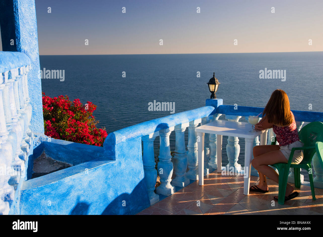 Restaurant over looking the Sea of Cortez, Rocky Point, Mexico. Stock Photo