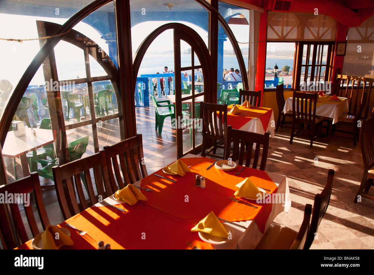 La Casa Del Capitan restaurant over looking the Sea of Cortez, Puerto Penasco, Mexico. Stock Photo