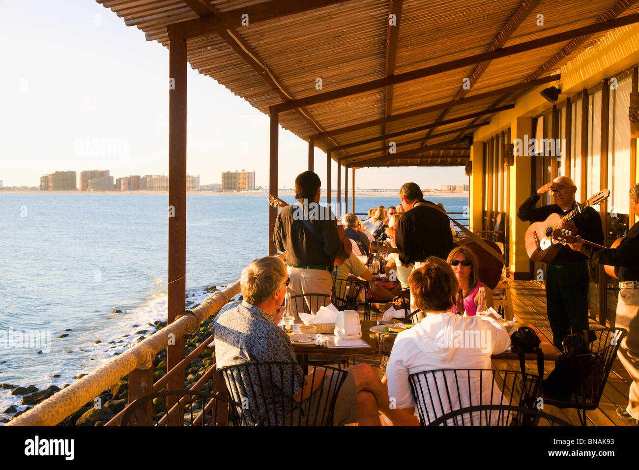 A restaurant over looking the Sea of Cortez, Rocky Point, Mexico Stock