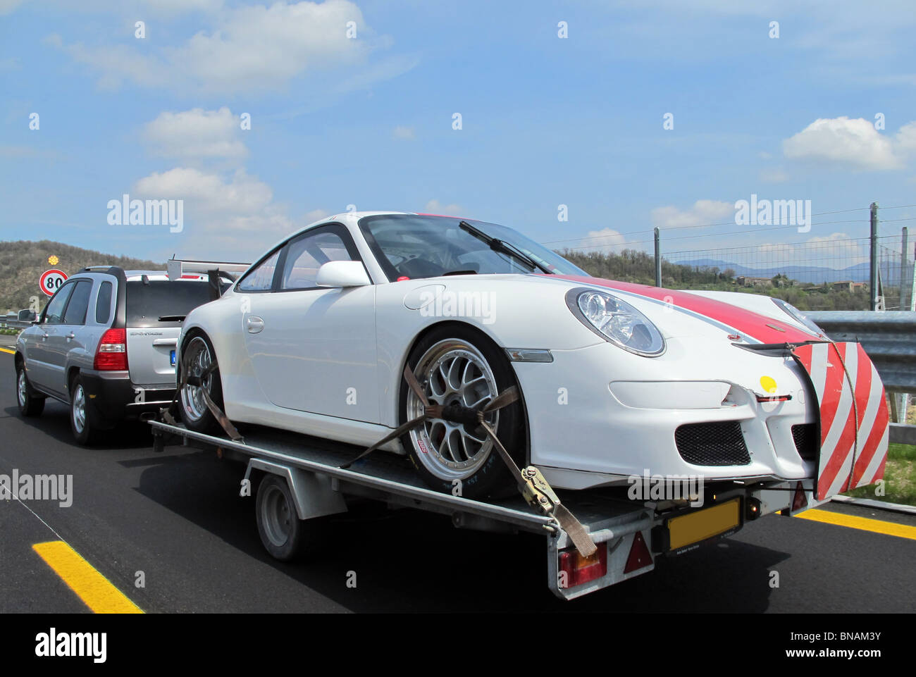 Classic car on trailer hires stock photography and images Alamy