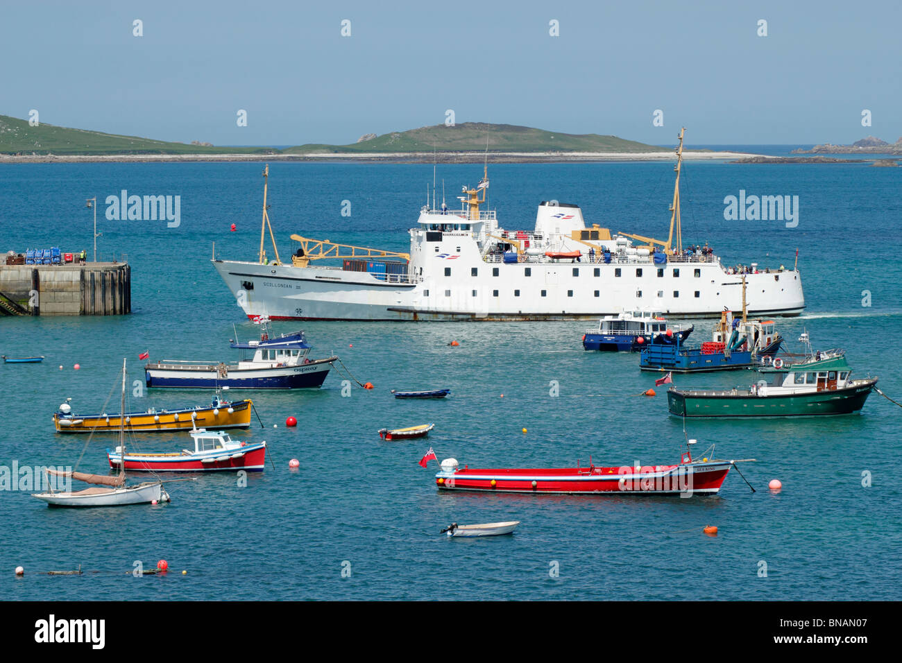 The Scillonian III about to dock in St. Mary's harbour, Isles of Scilly
