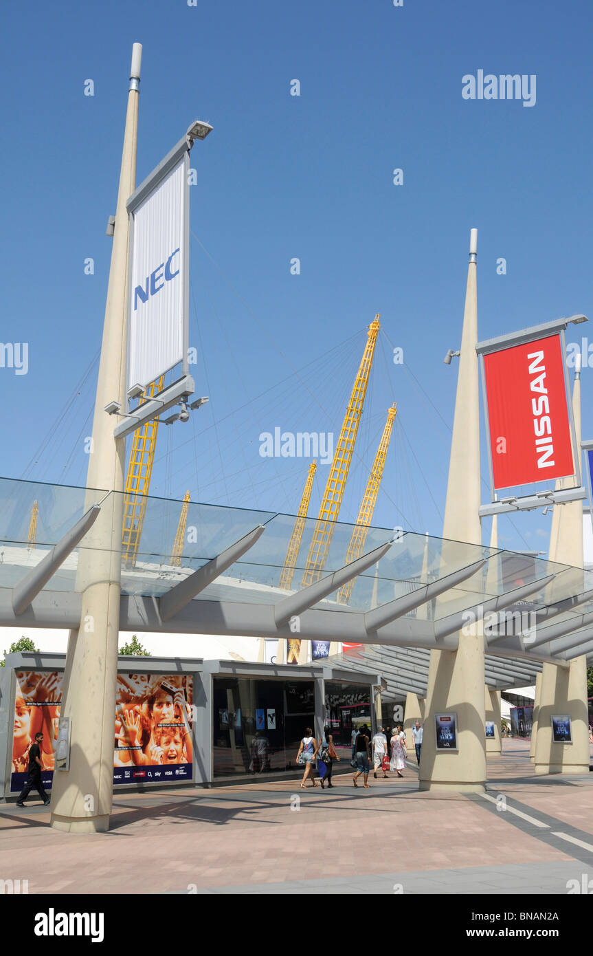 UK Views of the Millennium Dome and )2 Arena new Olympic access from North Greenwich tube station London Stock Photo