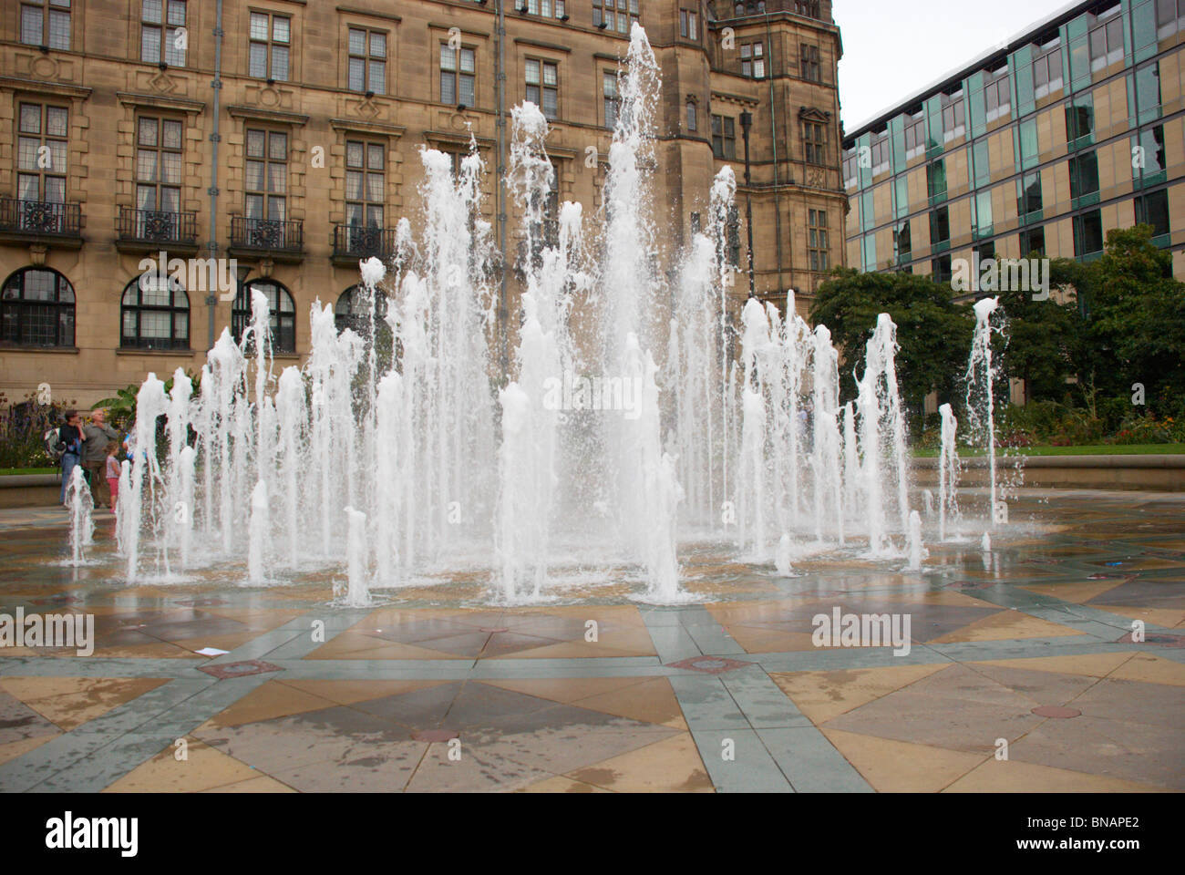 The fountains in the peace gardens in Sheffield, England Stock Photo