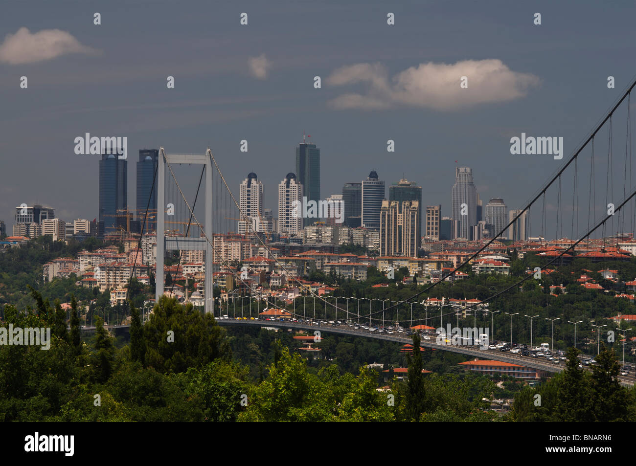 Bosphorus Bridge and Modern istanbul in the backround,Turkey Stock Photo