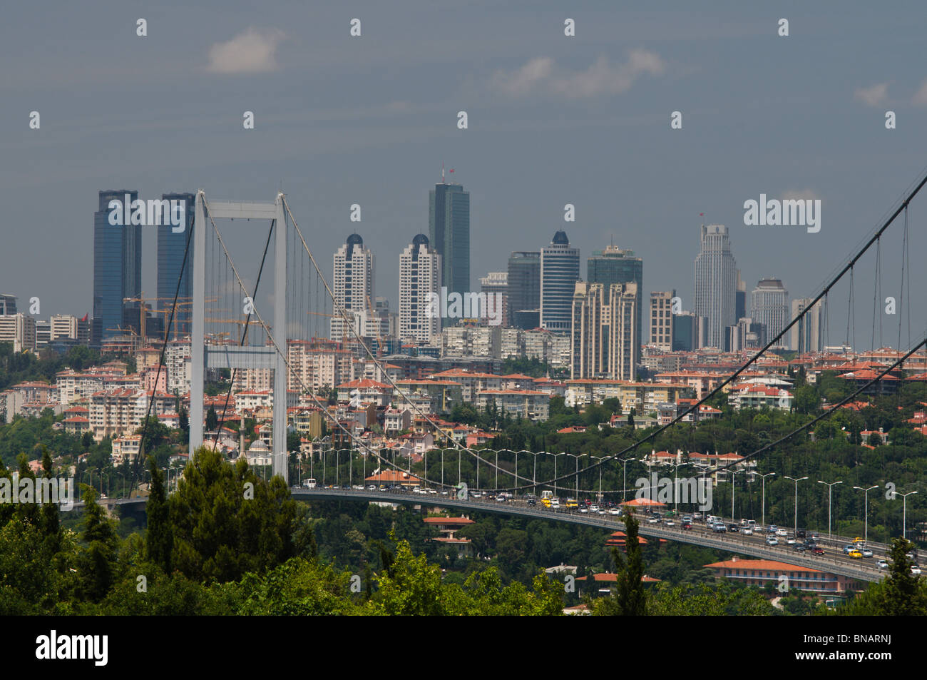 Bosphorus Bridge and Modern istanbul in the backround,Turkey Stock Photo