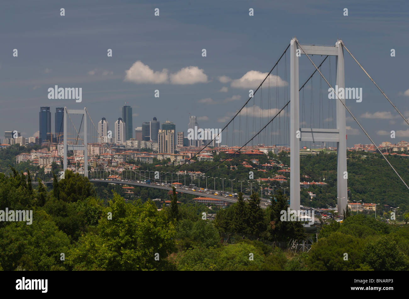 Bosphorus Bridge and Modern istanbul in the backround,Turkey Stock Photo
