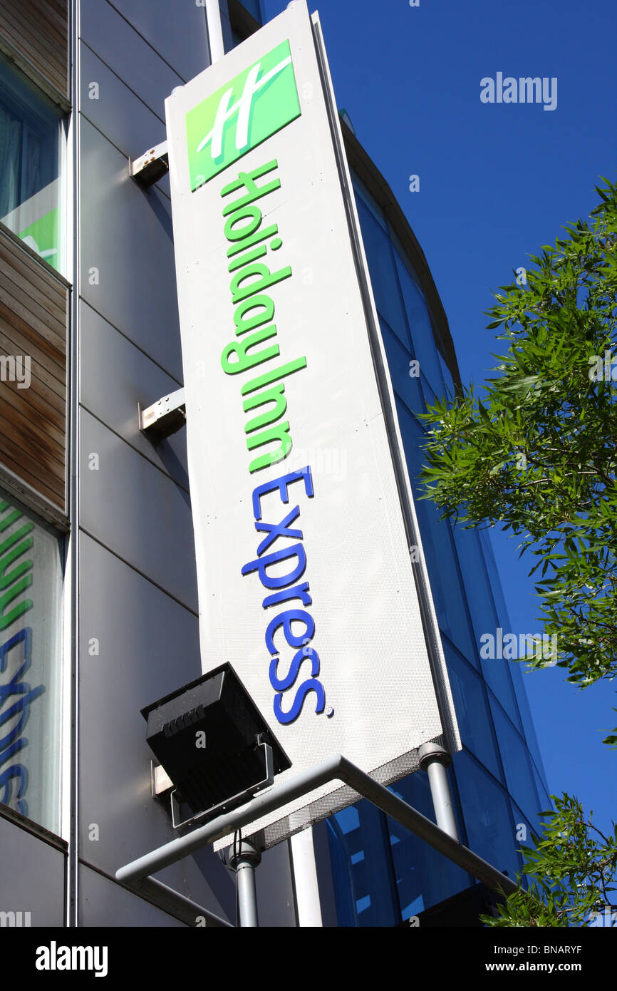 A Holiday Inn Express in a U.K. city. Stock Photo