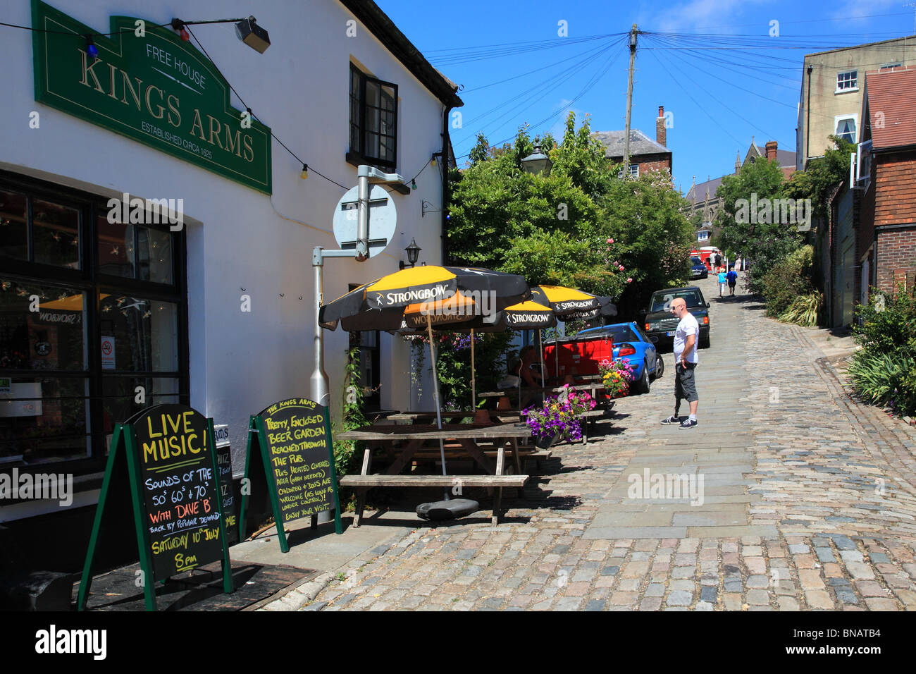 Kings Arms Pub and Kings Arms Hill in Arundel Sussex England Stock Photo