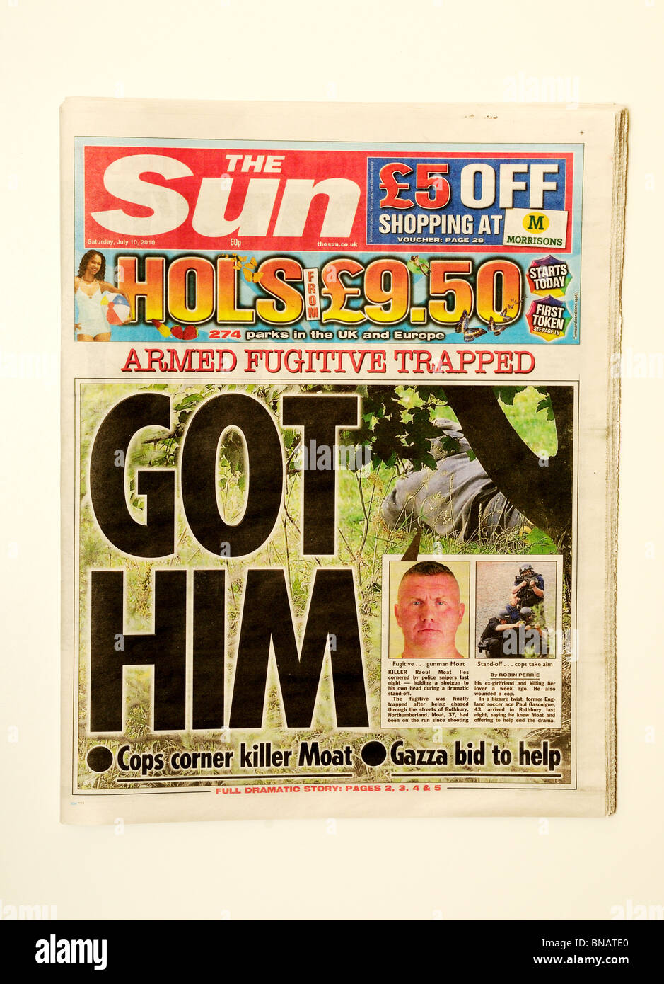 Newspaper Headlines.(The Sun). Stock Photo