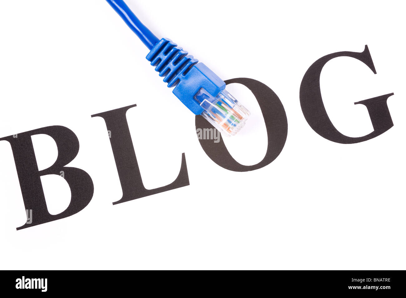 Blog and network cable, internet Diary concept Stock Photo