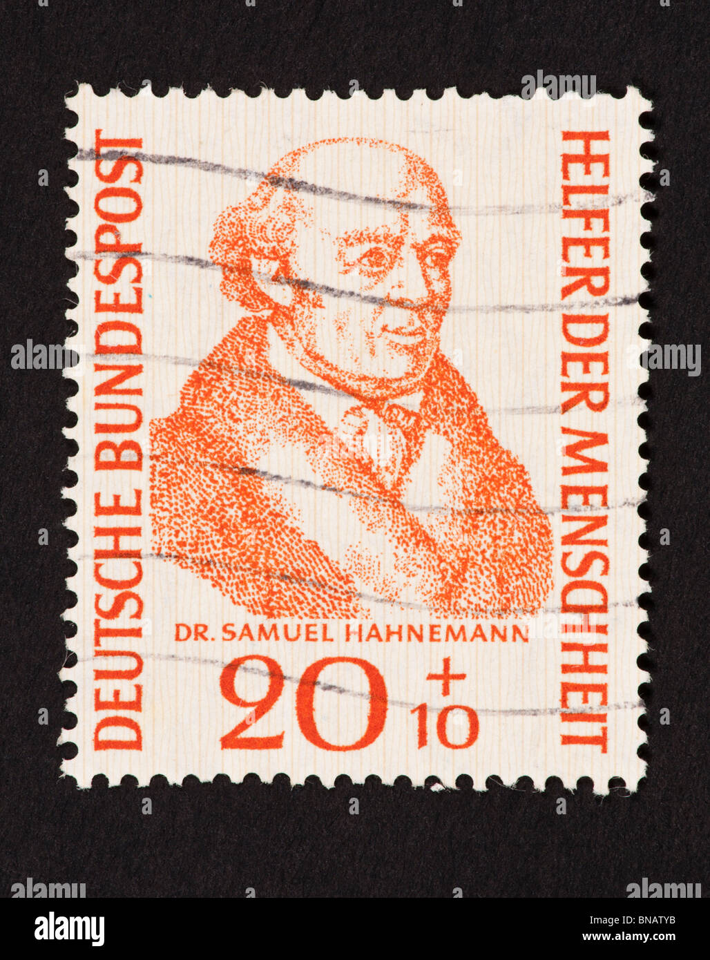 Postage stamp from Germany depicting Dr. Samuel Hahnemann. Stock Photo