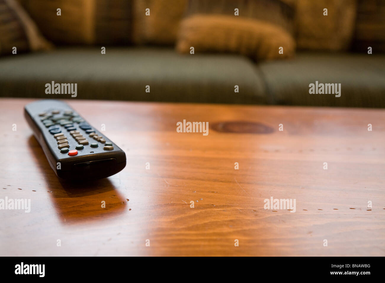 Remote Control and coffee table close up shot Stock Photo Alamy