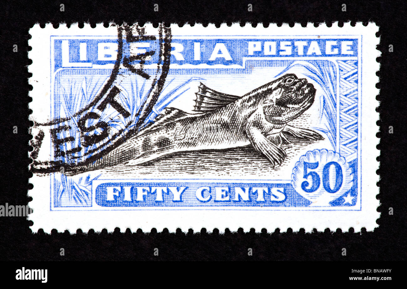 Postage stamp from Liberia depicting a mudskipper (bommi Stock Photo ...