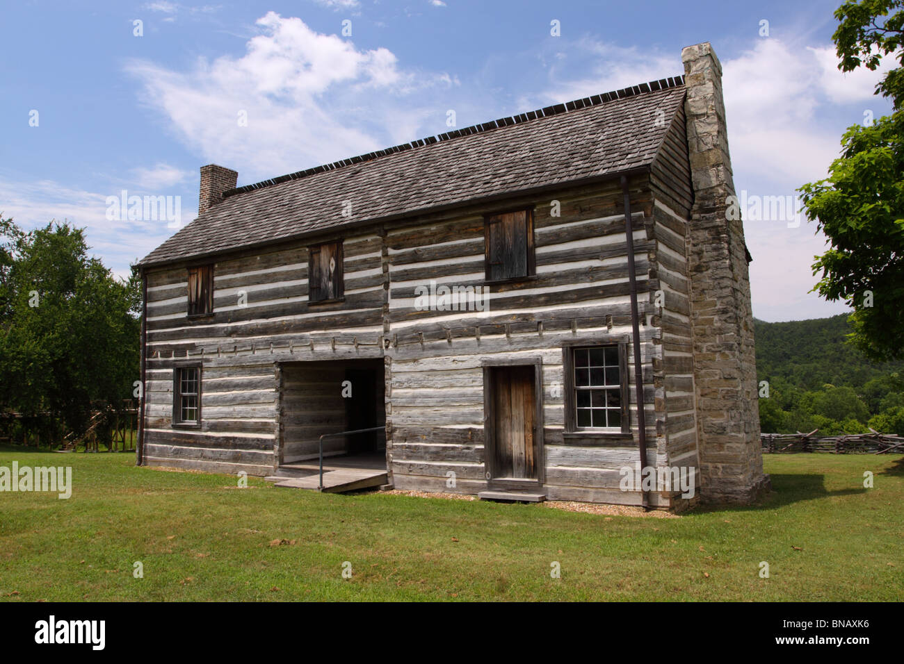 Jacob Wolf House a log cabin located in Norfork Arkansas Stock Photo