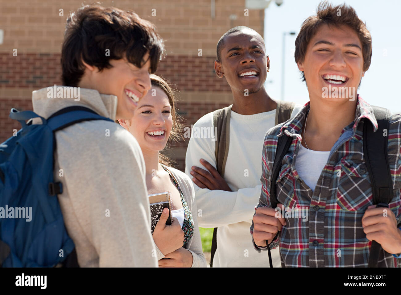 High school students outside school building Stock Photo - Alamy