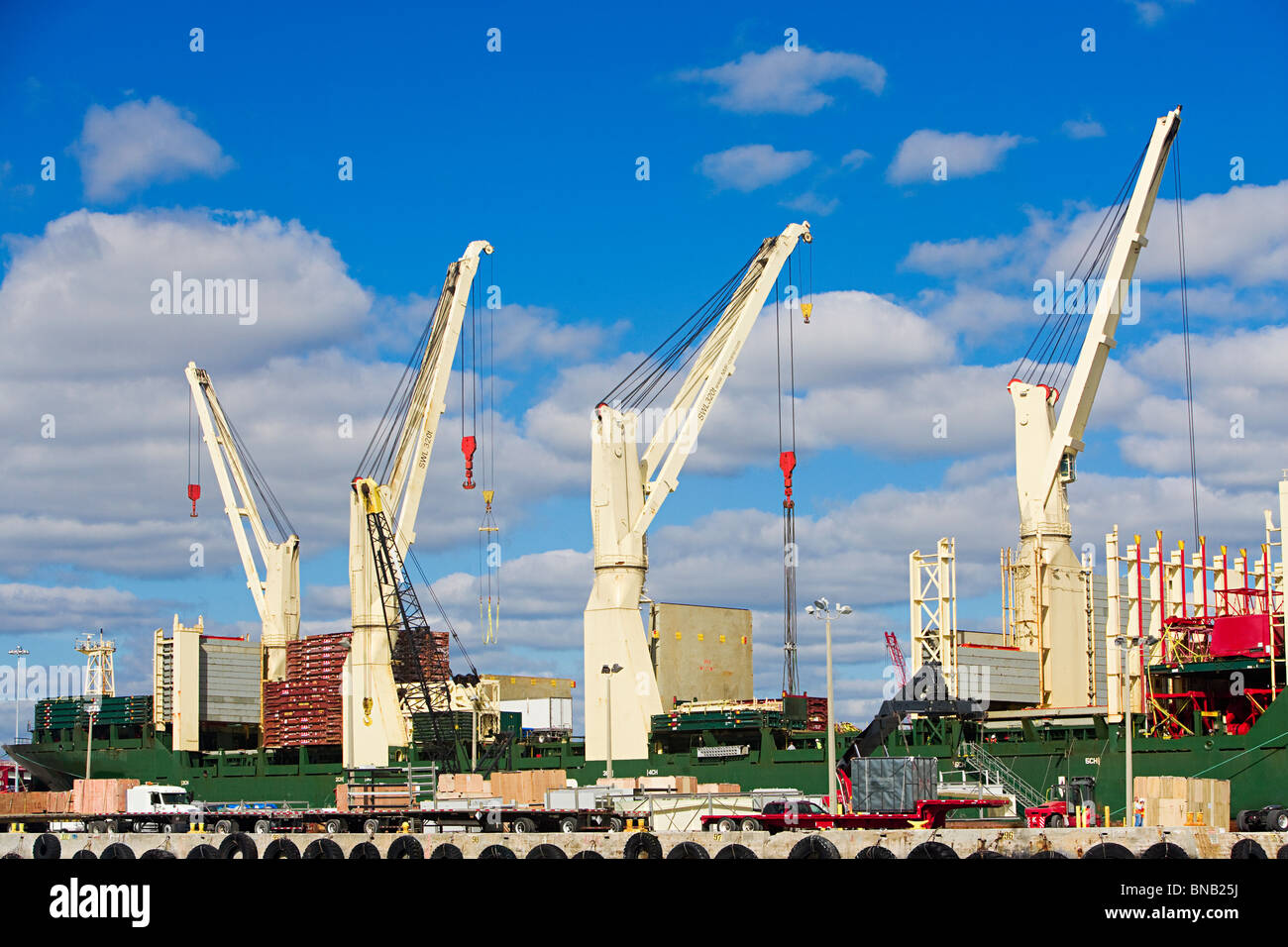 Row of cranes Stock Photo