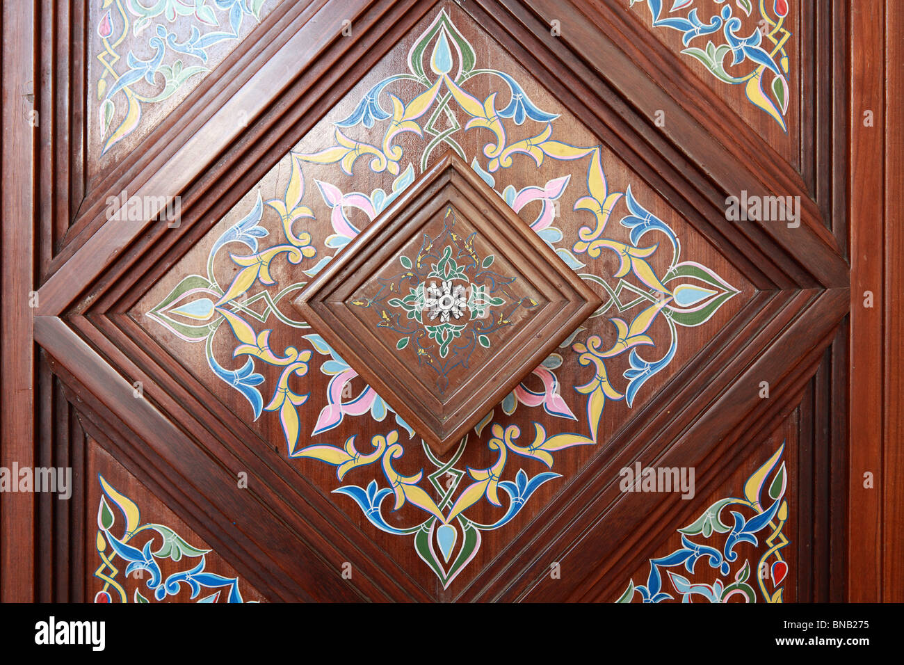 Decorated door in mosque Stock Photo