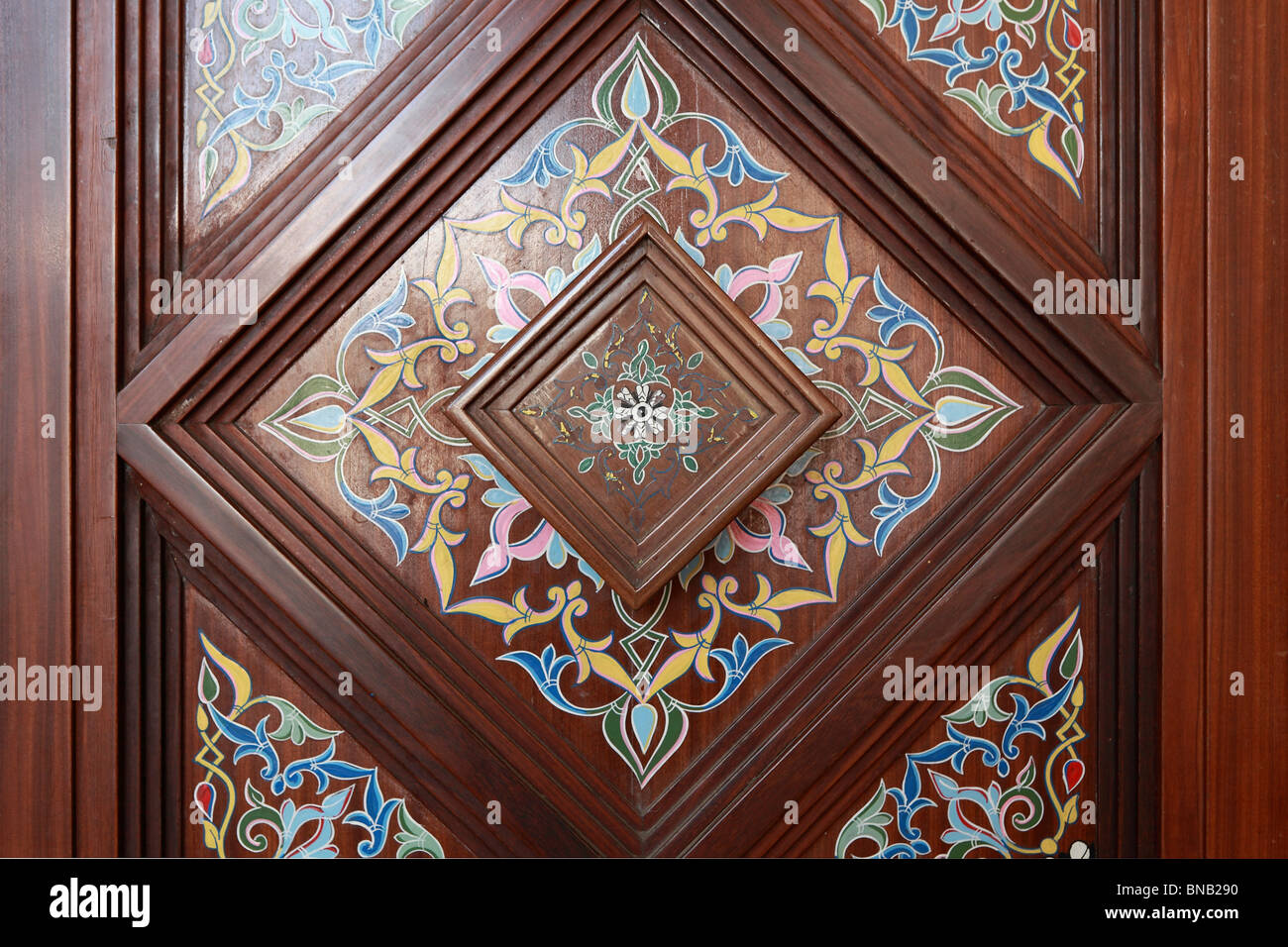 Decorated door in mosque Stock Photo
