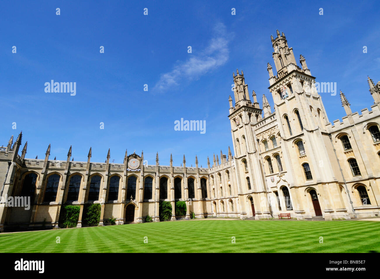 North Quadrangle and Gothic towers at All Souls College, Oxford, England, UK Stock Photo