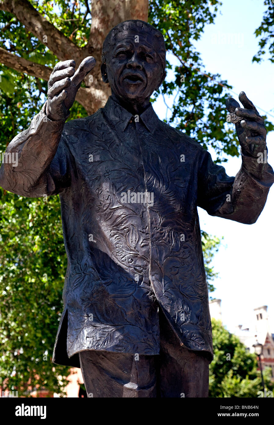 Nelson Mandela statue, Parliament Square, London Stock Photo