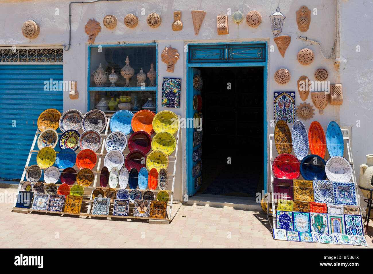 Pottery shop in the village of Guellala, Djerba, Tunisia Stock Photo