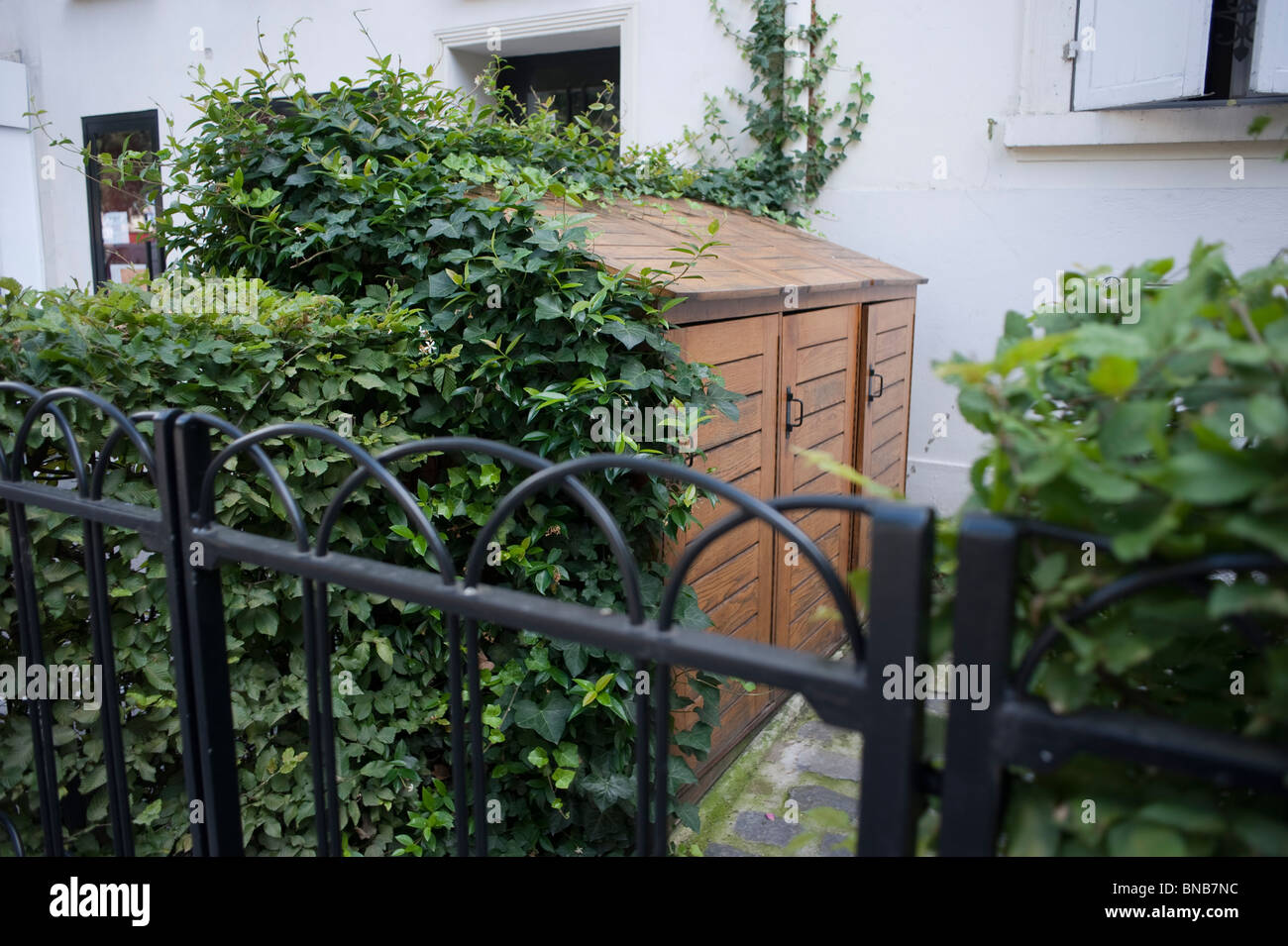 Facade Apartment Building, Paris, France, Entrance, Recycling Garbage