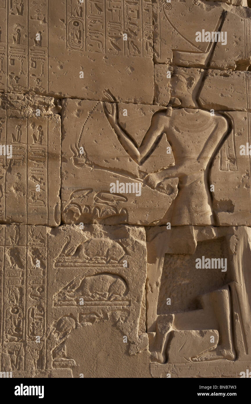 Relief depicting a Pharaoh, probably Ramses II, offering incense