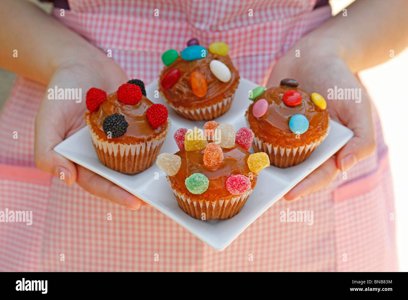 Easy homemade cupcakes. Recipe available. Stock Photo