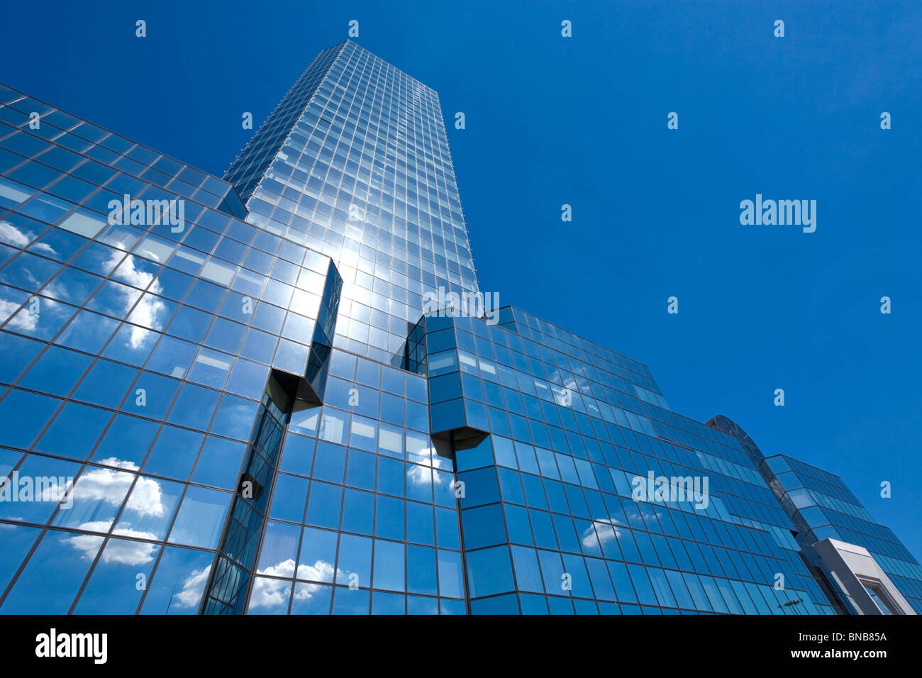 High modern office skyscrapers on a background of blue sky Stock Photo ...