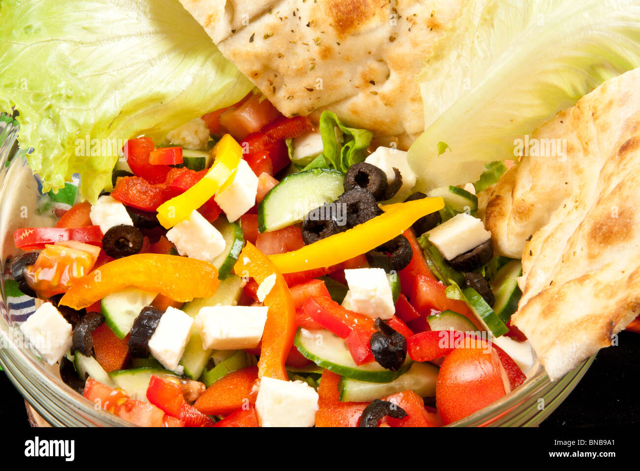 Summer Salad with Cheese Stock Photo - Alamy