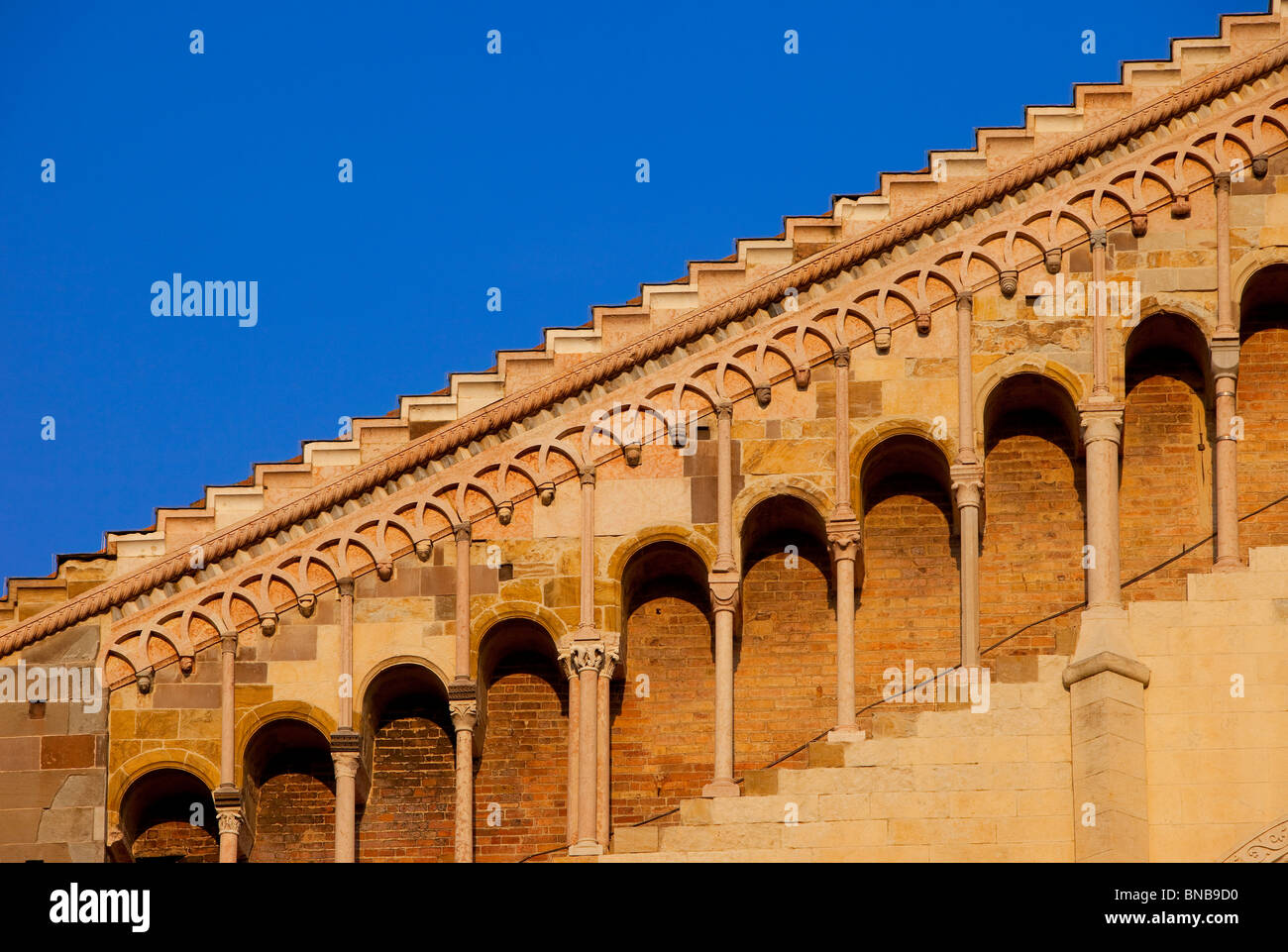 Roofline detail on the Duomo in Parma, Emilia-Romagna Italy Stock Photo