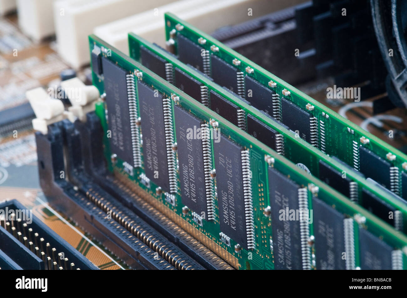 Macro Ram Memory In A Personal Computer Pc Stock Photo Alamy