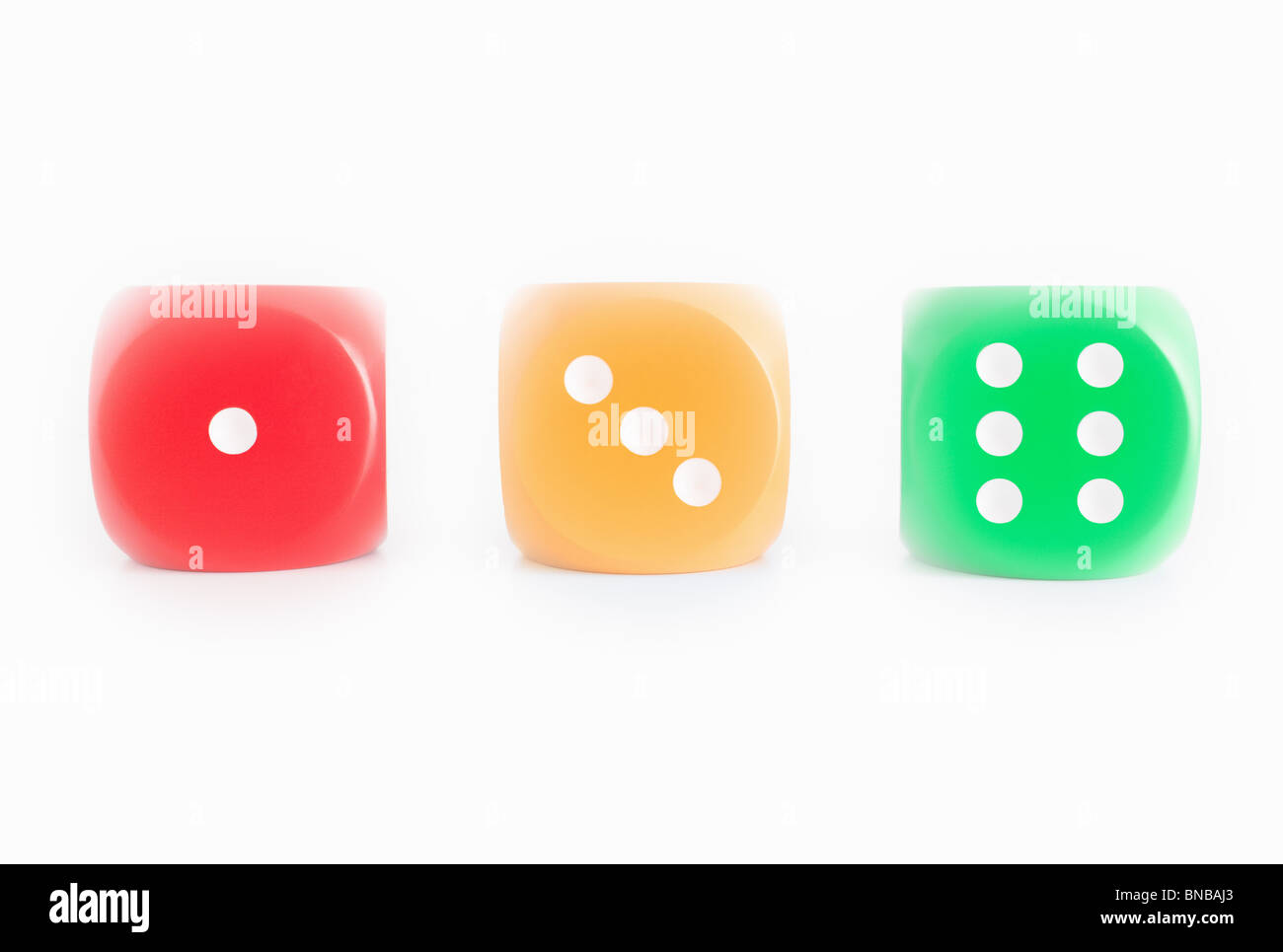 Dice with Stop & Go Colors Stock Photo