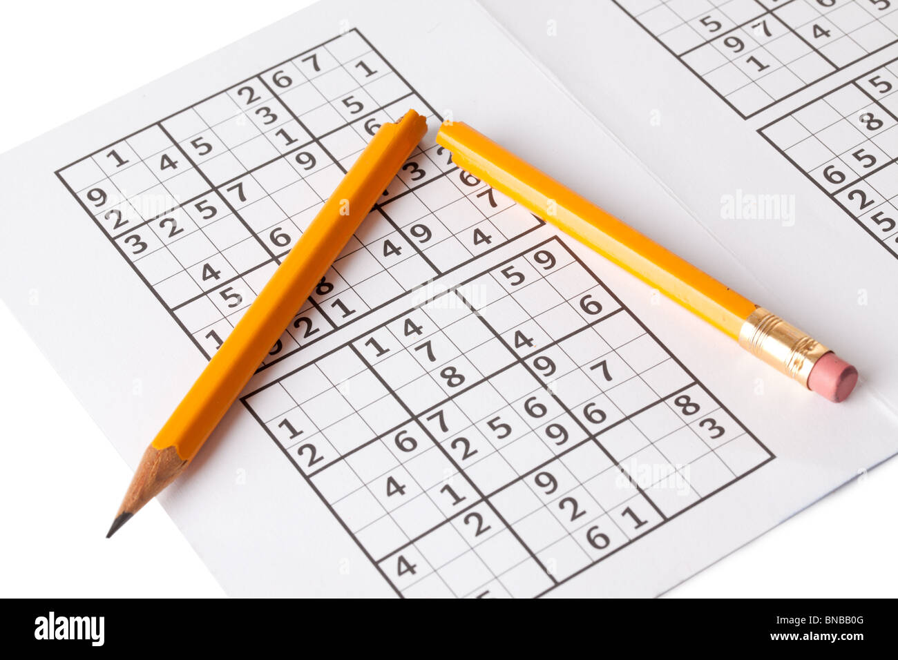 sudoku game and pencil Stock Photo