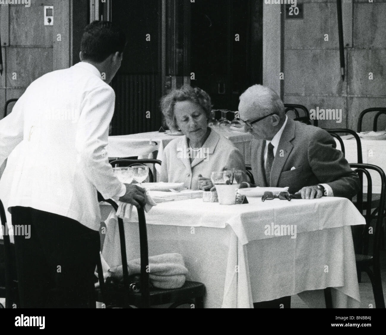 ADMIRAL KARL DOENITZ former German Naval Commander at a Milan restaurant in 1967 Stock Photo