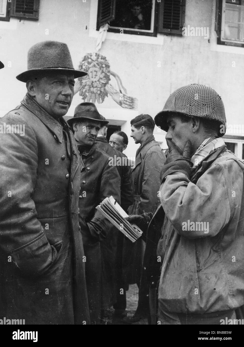 WALTER DORNBERGER, Commandant of the  Peenemunde Station on 2 May 1945 after capture by US forces at Schattwald in Austria. Stock Photo