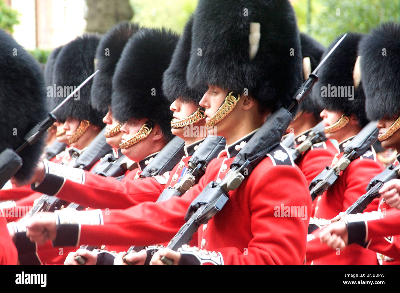Trooping the Colour 12th June 2010 Guardsmen marching on the Mall London England UK Stock Photo