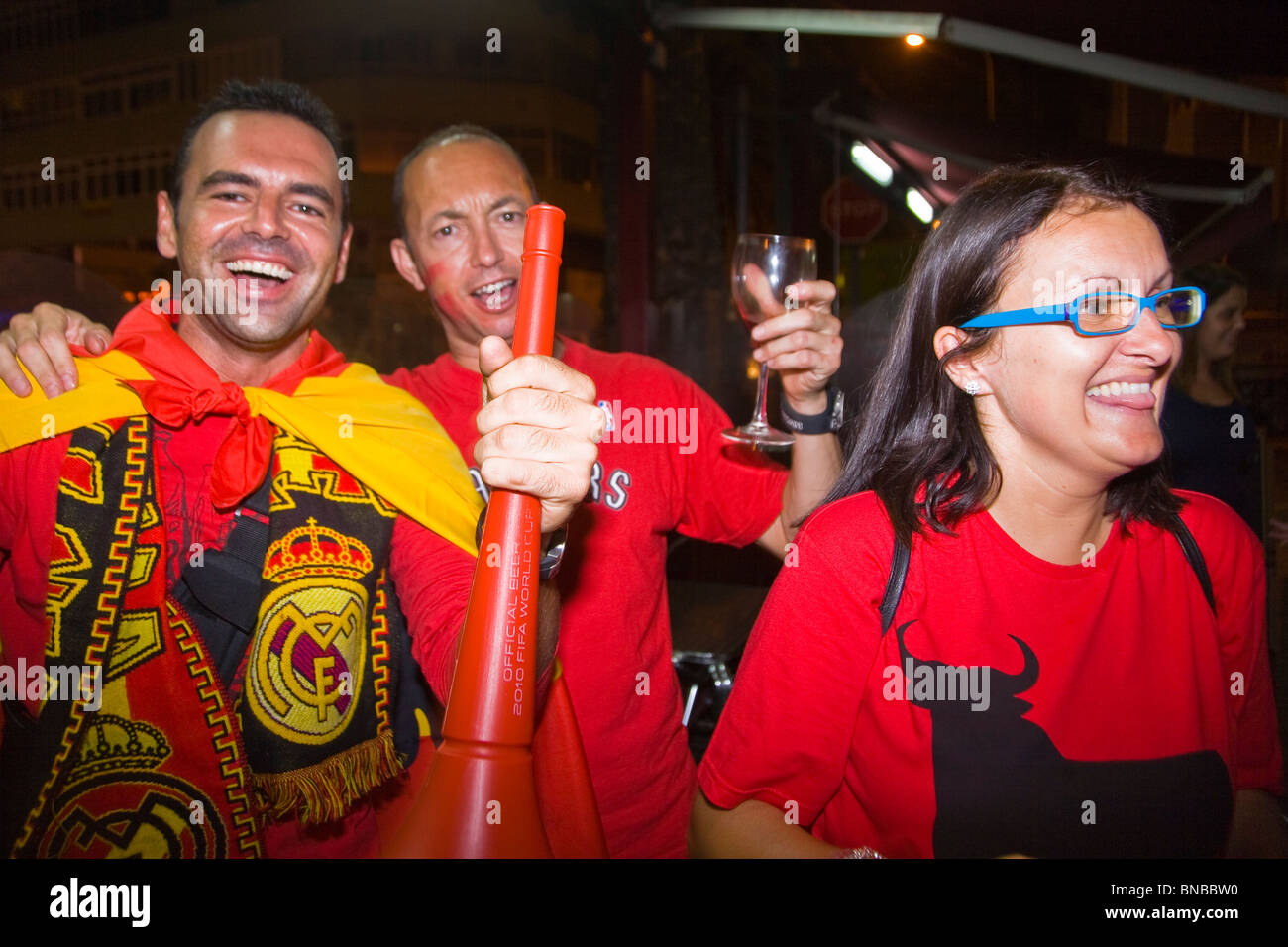 Series of photos of the celebrations in Spain after the world cup final win. Taken in Las Palmas de Gran Canaria Stock Photo