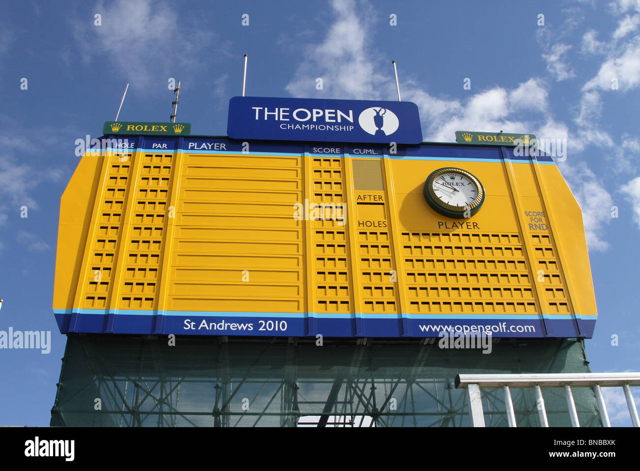 St Andrews British Open Golf Championship Score 2010 Rolex Sponsored Blank Scoreboard Scotland Uk Stock Photo Alamy