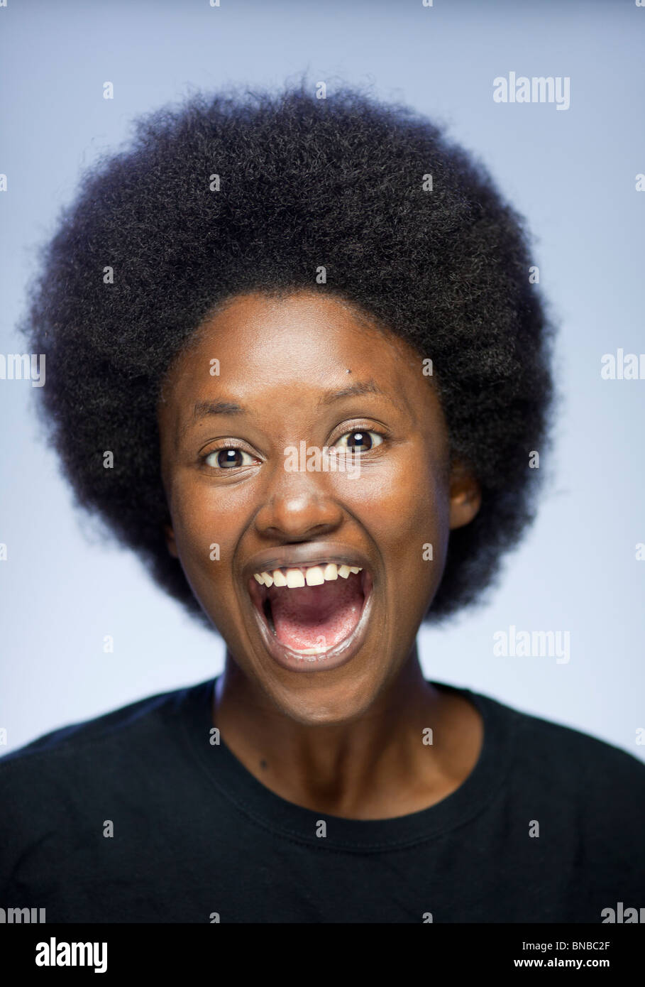 black woman with afro