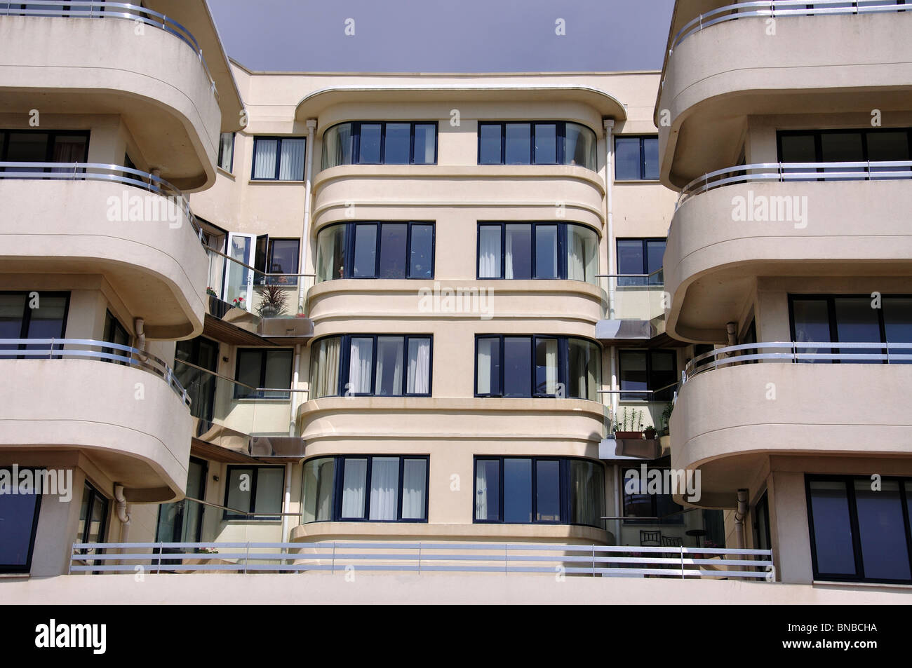 Art deco seafront apartments, Rottingdean, East Sussex, England, United