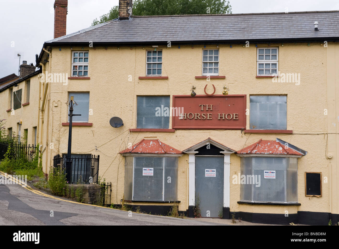The Horseshoe pub boarded up and derelict at Pontnewynydd Pontypool