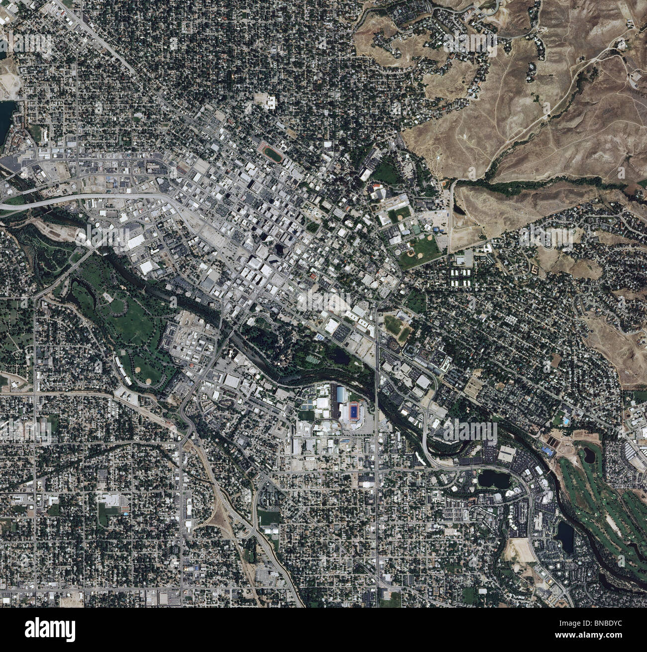 aerial map view above Boise Ada county Idaho Stock Photo