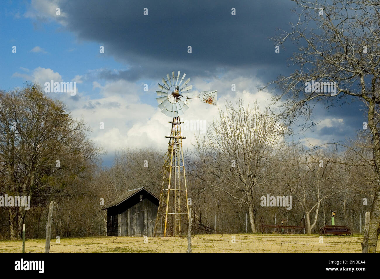 Old Barn and Windmill Stock Photo - Alamy
