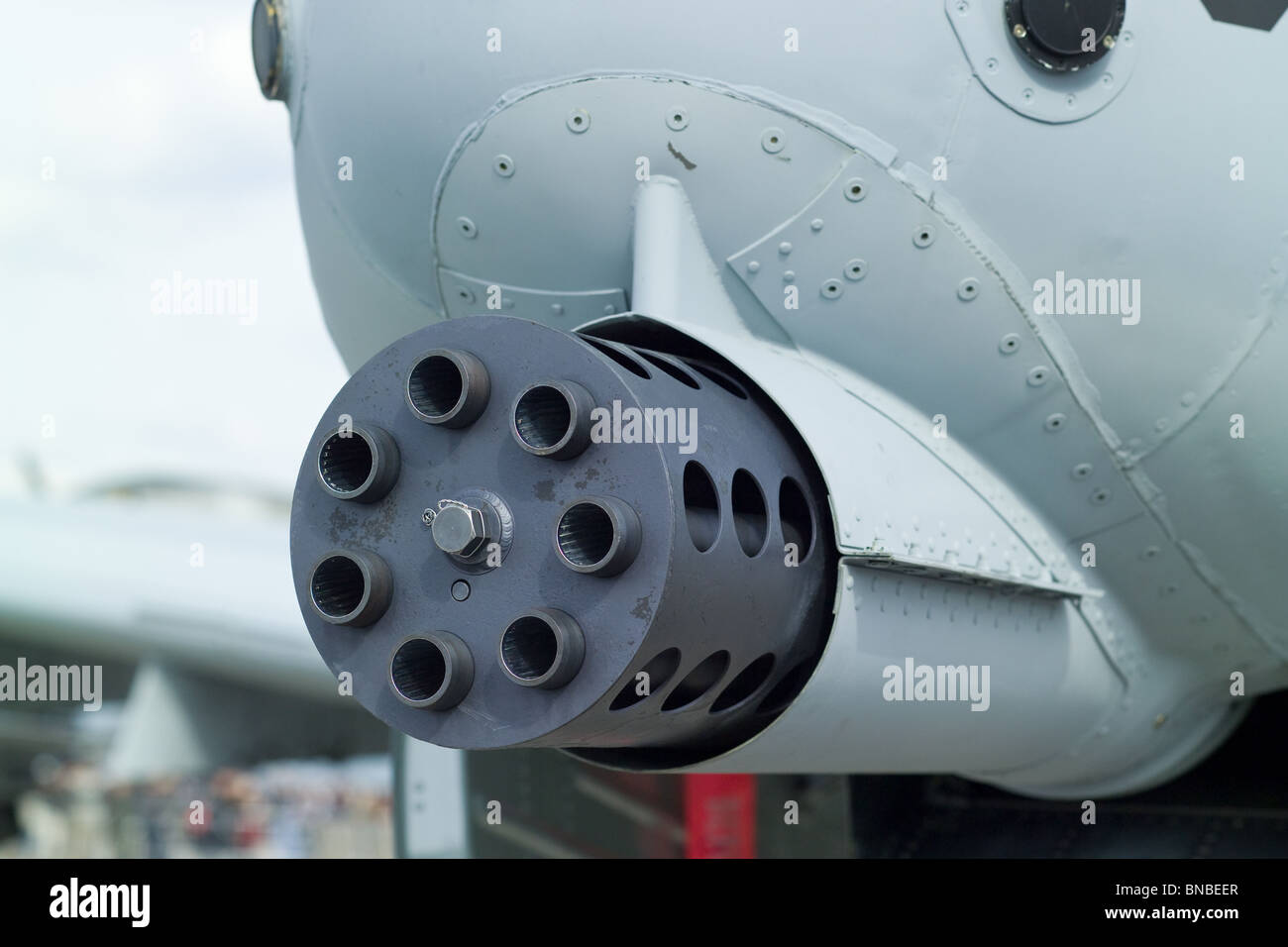 Gatling gun of the A-10 Thunderbolt II Warthog, detail view Stock Photo