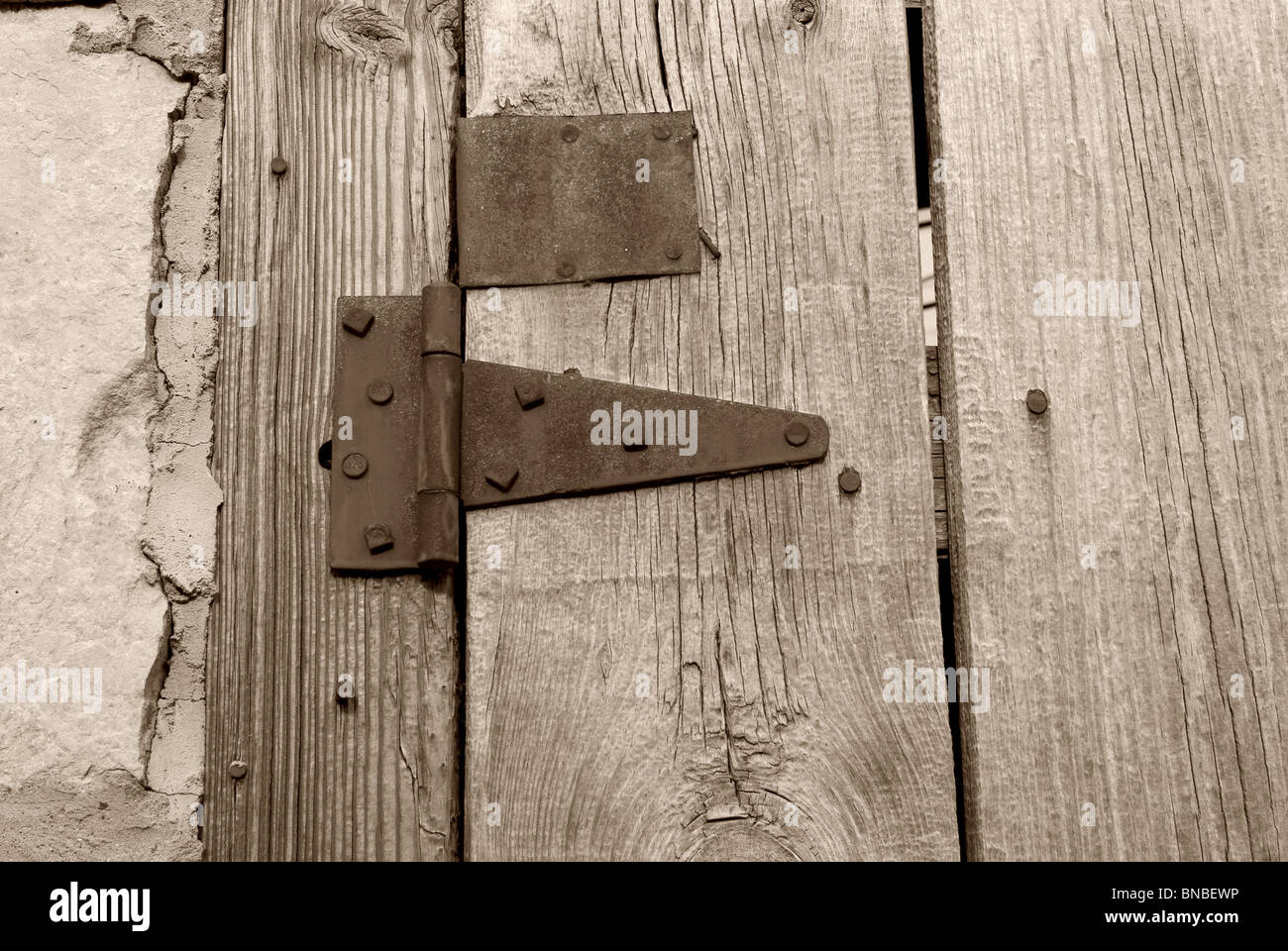 Old Wood Door Hinges Stock Photo Alamy