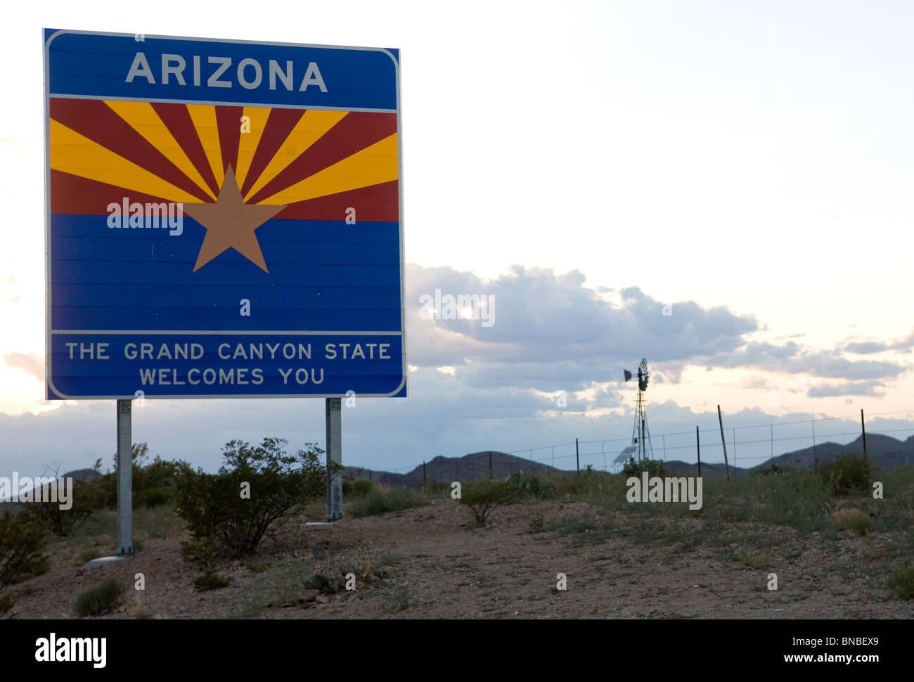 A 'Welcome To Arizona' sign. Stock Photo