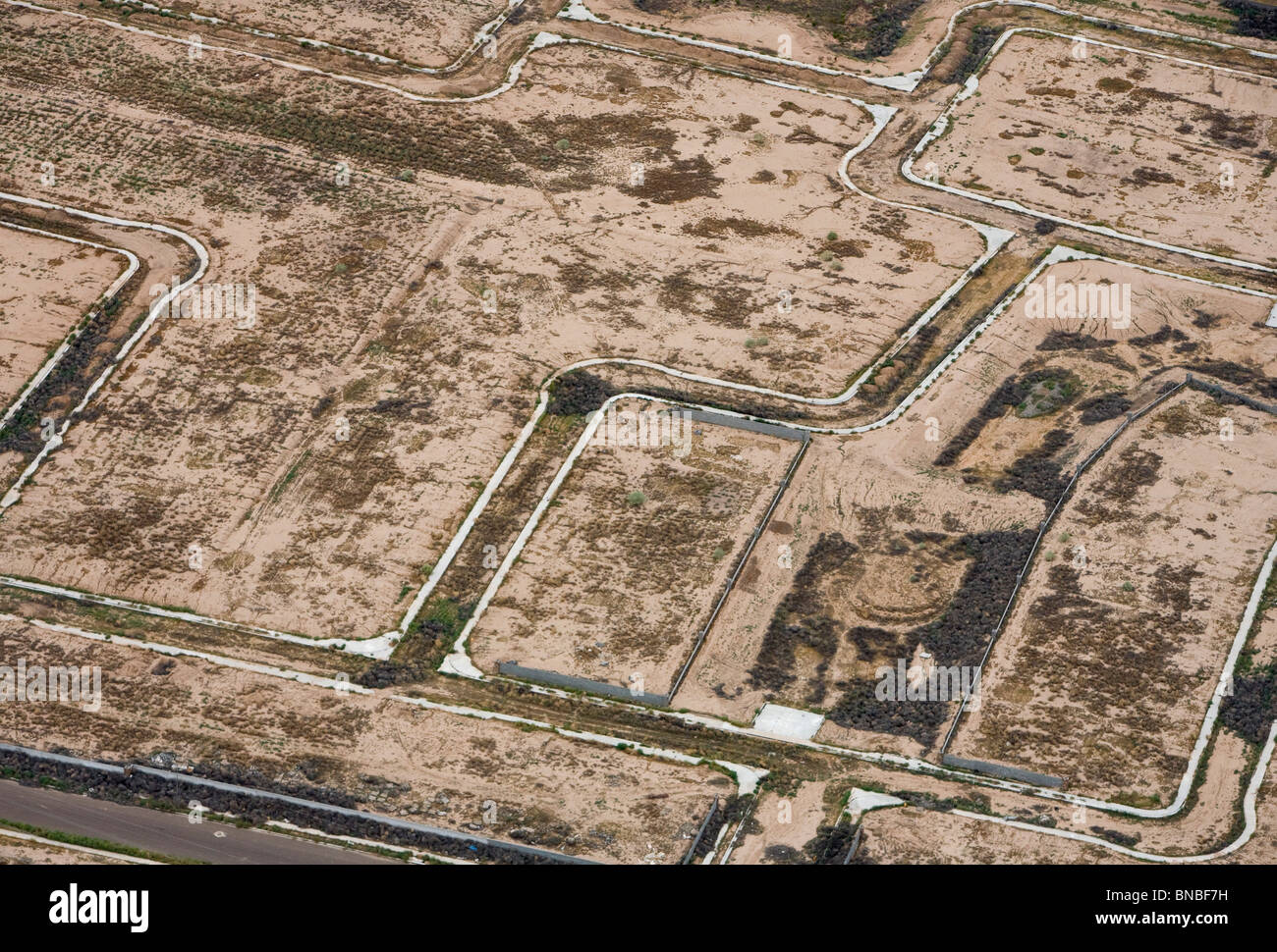 Aerial views of unfinished and abandoned housing developments in the Phoenix, Arizona area.  Stock Photo