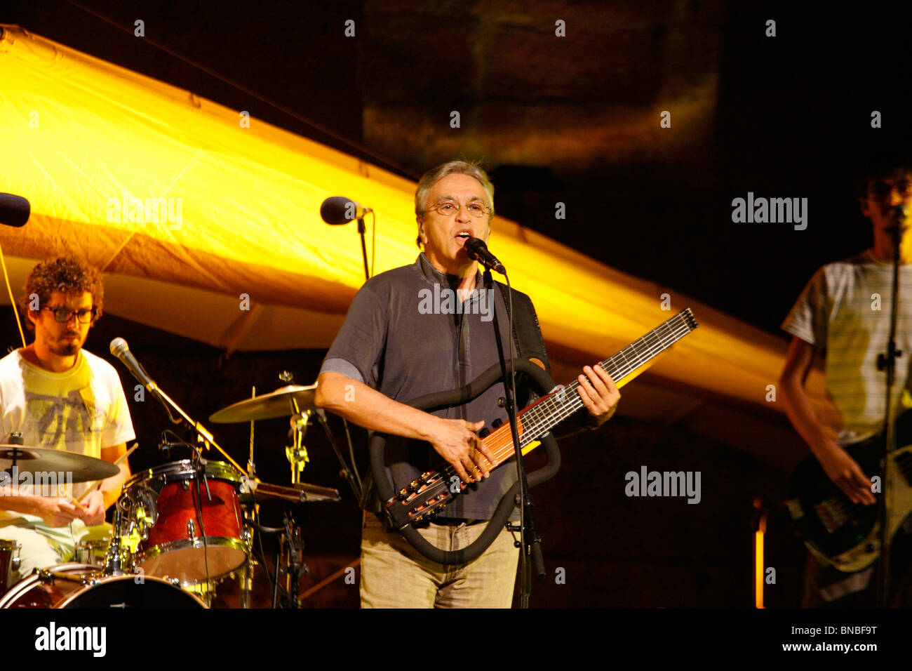 Brazilian singer Caetano Veloso live in Roman theater of Herodes Atticus in Athens Greece Stock Photo