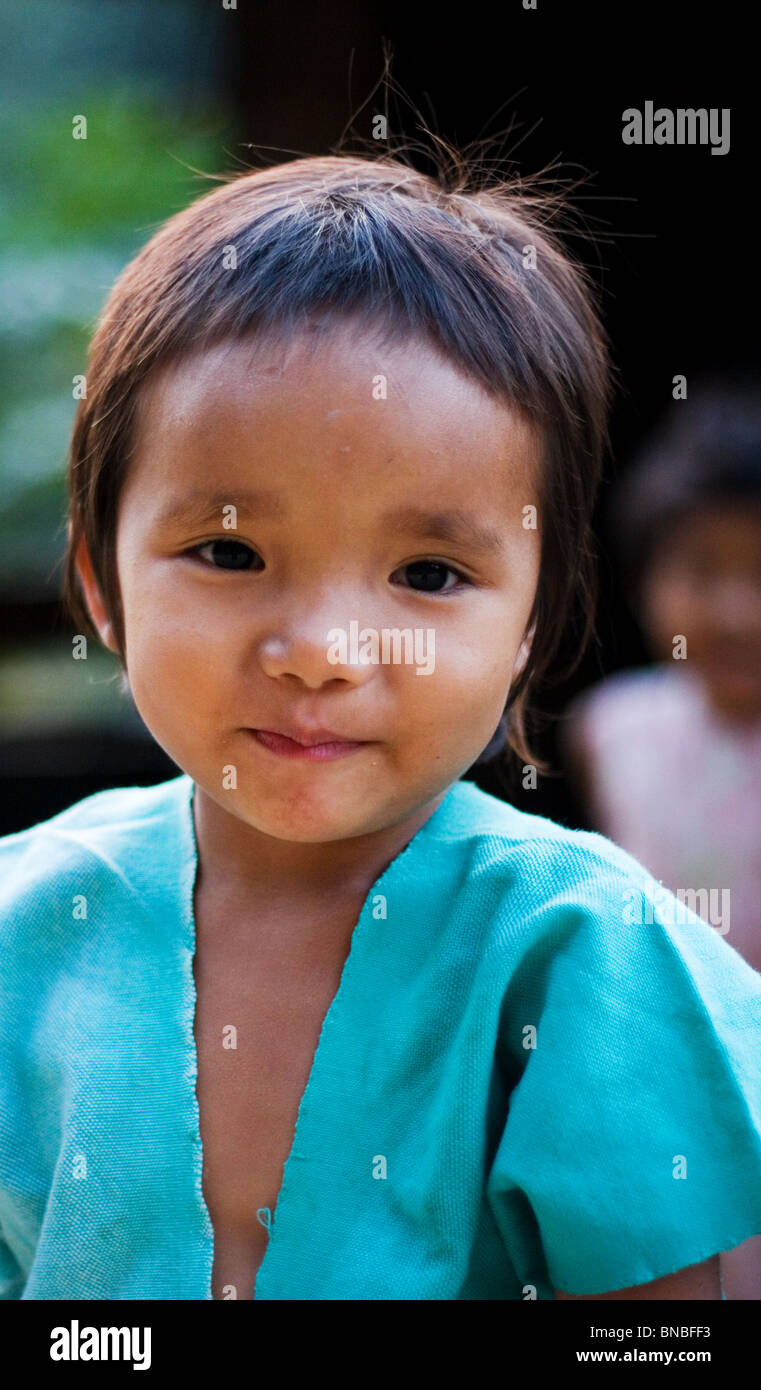 Young girl smiling, Mae Sam Laep, Mae Hong Son Province, Thailand Stock Photo
